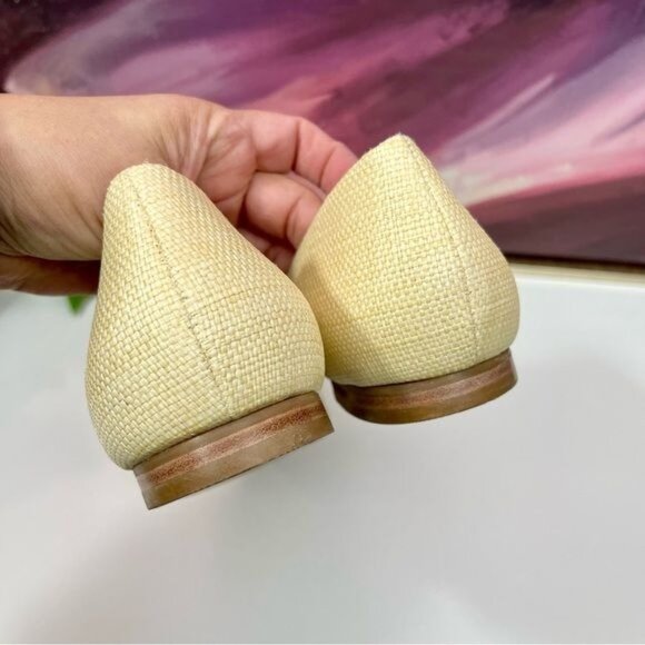 Sam Edelman Women's Wanda Pointed Toe Flat in Bleached Beechwood Weave Size 10 - Picture 5 of 9